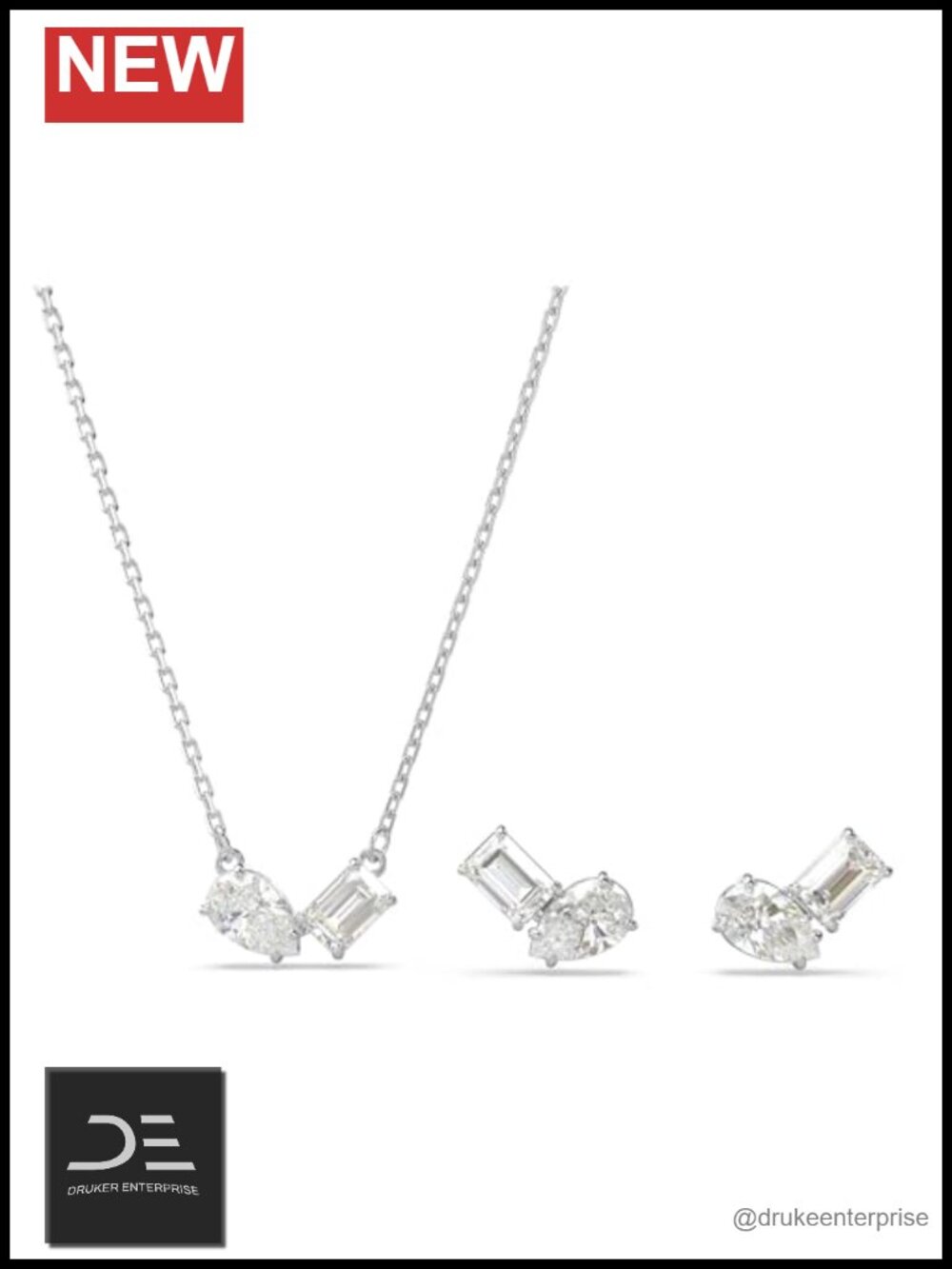 Swarovski Mesmera Crystal Jewelry Set Necklace Earrings Rose Gold-Tone
